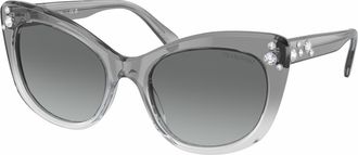 Swarovski Womens Cat Eye With Crystal Embellishment Sunglasses In Grey/gradient Grey
