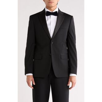 Tommy Hilfiger Notched Lapel Tuxedo Jacket in Black Twill at Nordstrom Rack, Size 41 Regular