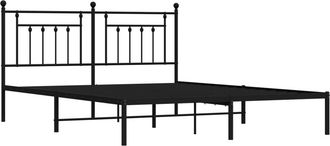 vidaXL Estructura Cama Sin Colch&oacute;n Con Cabecero Metal Negro 160x200 Cm Vidaxl