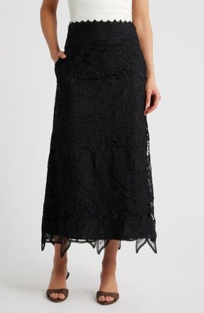 Ciebon Lori Lace Midi Skirt in Black at Nordstrom, Size Small