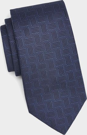 Canali Men & apos;s Art Deco Mosaic Stripe Silk Tie