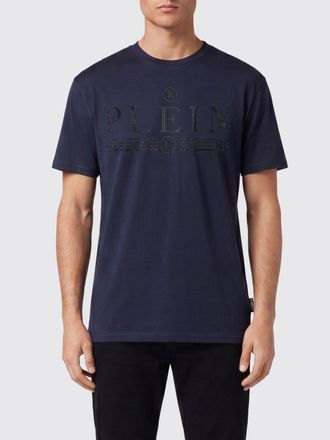 Philipp Plein T-shirt in cotone con lettering logo di strass e scollo a girocollo