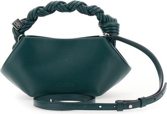 Ganni Womens Leather Banner Handbag Green Handbags Hand Bags