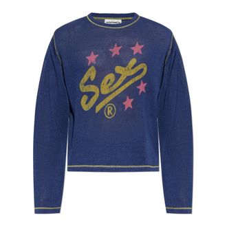 Carne Bollente Spell It Out Sweater - unisex - Ronde hals truien - Blauw - S - Katoen - Truien & Vesten