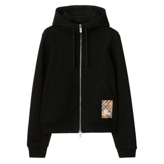 Burberry Harley Check Label Cotton Zip Hoodie, Size Medium