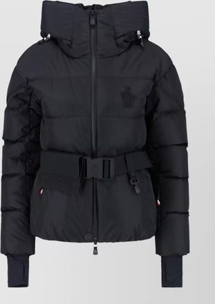 Moncler hooded jacket belted waist long sleeves