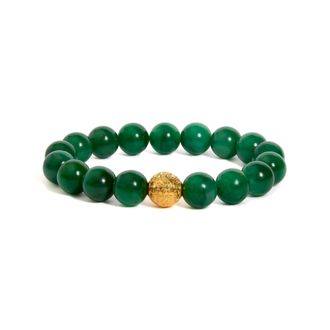 House of Brilliance 18K Yellow Gold Aventurine Beaded Charm Bracelet