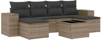 vidaXL Vidaxl - Set De Sof&aacute;s De Jard&iacute;n 7 Piezas Con Cojines Rat&aacute;n Pe Gris