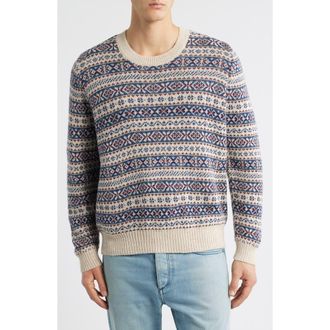 Corridor Fair Isle Alpaca Blend Crewneck Sweater in Natural at Nordstrom Rack, Size Small