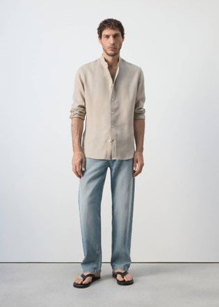 Mango Camicia regular fit 100% lino sabbia - Uomo - XXL - MANGO MAN