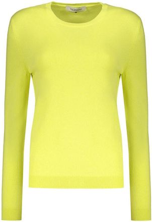 Valentino WomenS Yellow Wool Crewneck Sweater, Size 44