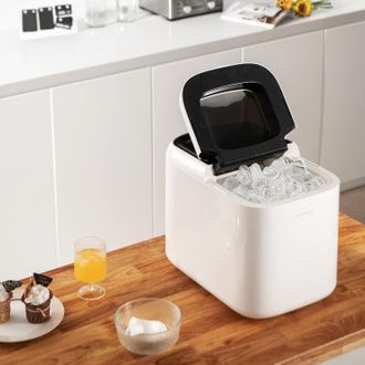 Costway Costway - M&aacute;quina De Hacer Hielo/16 Kg De Cubitos De Hielo Al D&iacute;a, 6-8 Minutos De Producci&oacute;n De Hielo, 30 Minutos De Autolimpieza, 2 Tama&ntilde;os De Hielo,