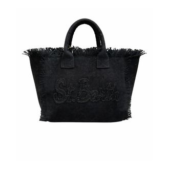 Saint Barth Handbags, female, Black, Size: ONE SIZE Borsa a tracolla media con scritta su rilievo