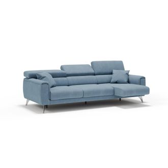 Divani.Store Sof&aacute; 3 plazas extensibles en tejido impermeable 244 cm azul pastel