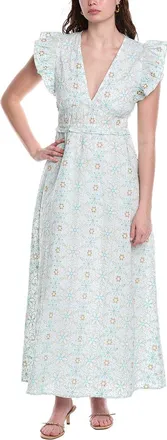 Sail to Sable V-Neck Flutter Sleeve Maxi Dress