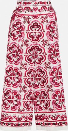 Dolce & Gabbana Printed high-rise cotton poplin culottes