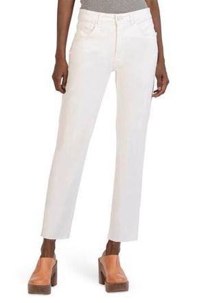 Kut from the Kloth Rachael Fab Ab High Waist Raw Hem Mom Jeans in Optic White at Nordstrom Rack, Size 14