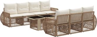 vidaXL Conjunto De Sof&aacute;s De Jard&iacute;n 8 Uds. Beige Y Blanco Crema Vidaxl