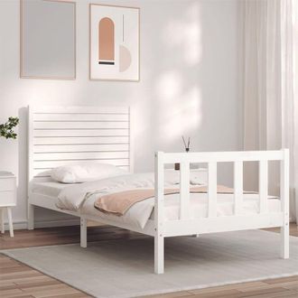 vidaXL Estructura De Cama Con Cabecero Madera Maciza Blanco Vidaxl