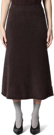 Roberto Collina Fuzzy Angora-Blend A-Line Midi Skirt