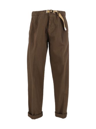 White Sand Selvedge Adjustable-Belt Relaxed-Fit Straight-Leg Pants