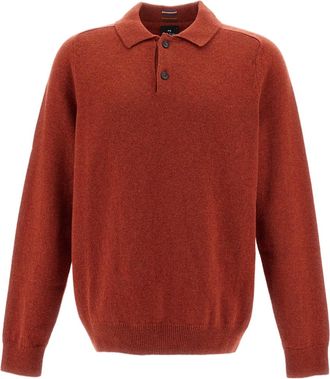 Paul Smith Red Long-Sleeved Merino Wool Polo Sweater