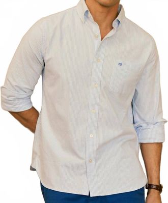 Southern Tide Mens Harborview Charleston Oxford Stripe Sport Shirt In Ocean Channel