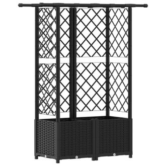 vidaXL Cama Elevada Con Trellis Y Techo Negro 124 X 40 X 138 Cm Pp Vidaxl
