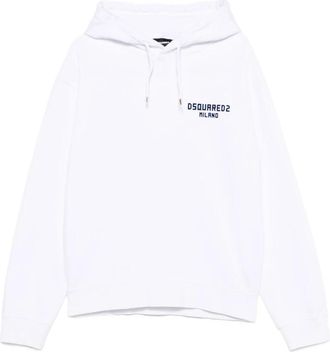 Dsquared2 Witte Hoodie met Logodetail - Heren - Hoodies - Wit - XL - Katoen - Hoodies & sweatvesten
