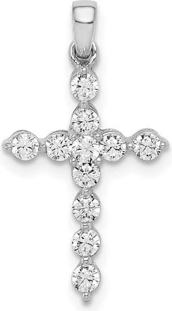 Diamond2Deal 14K White Gold Lab Grown Diamond Cross Pendant (0.38ct, VS, G-H)