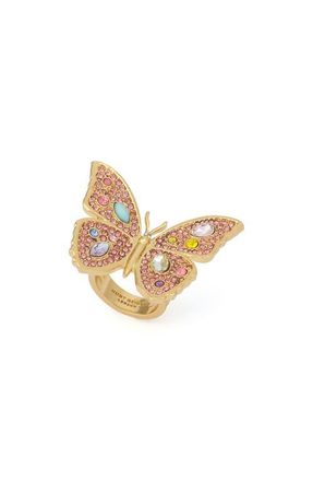 Kurt Geiger Pav&eacute; Butterfly Cocktail Ring in Gold/Multi at Nordstrom, Size 7