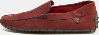 Tod's Tods Burgundy Nubuck Leather Tods For Ferrari Slip On Loafers