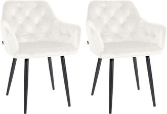 Clp Clp - Juego De 2 Sillas De Comedor Stanley En Terciopelo Crema