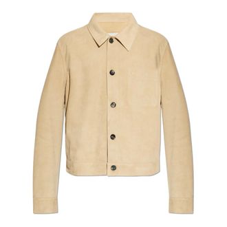 Ami Light Jackets, male, Beige, Size: L Suede jacket with logo