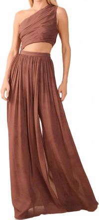 Dress To One Shoulder Maxi Dress In Brown