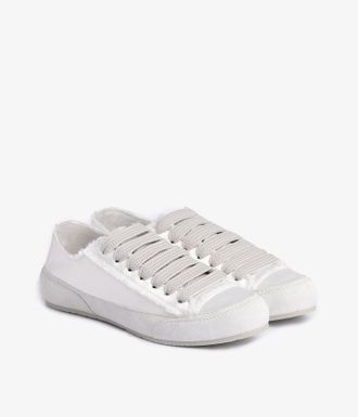 Pedro Garcia White frayed satin sneaker | Parson | Essentials collection