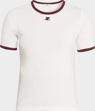 Courr&egrave;ges Contrast Trim Short-Sleeve T-Shirt