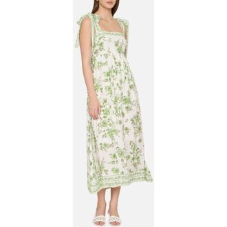 Blu Pepper Tie Strap Sleeveless Maxi Dress in Green Multi at Nordstrom, Size Medium