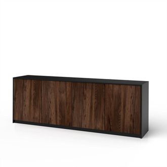 Aquadesign Aparador de 4 puertas en melamina y mdf negro/roble r&iacute;o