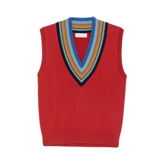 Dries Van Noten Truien & Vesten, Dames, Rood, S, Wol, V-hals Top van Wol