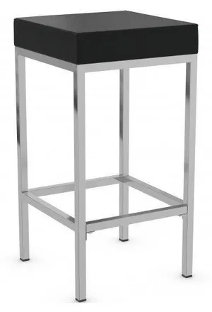 Netfurniture Fernow Briushed Satin Frame Stool Fixed Height in Black