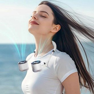 OEM Ventilador De Cuello Multifuncional Recargable Con Pantalla Led, Un Nuevo Ventilador Port&aacute;til Para El Trabajo Y La Vida Diaria, 4 Modos