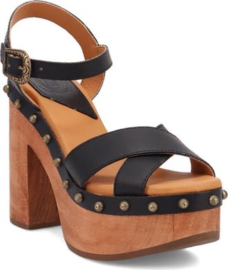 Dingo Lotus Ankle Strap Platform Sandal in Black at Nordstrom, Size 8.5