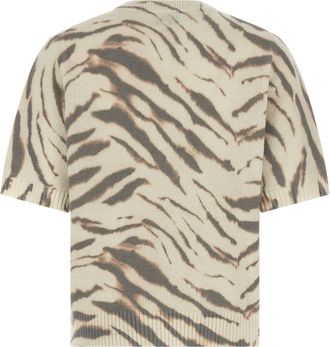 Ganni Zebra-Print Intarsia Sweater - Cream