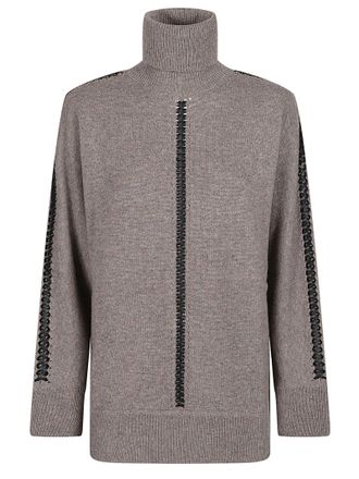 P.A.R.O.S.H. Grey Liller Turtle Neck High Neck Wool-Blend Turtleneck