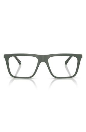 Emporio Armani 56mm Square Optical Glasses in Matte Green /Clear at Nordstrom