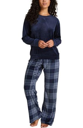 Hunkem&ouml;ller Velvet Long-Sleeve Pyjama Set in Blue at Nordstrom, Size X-Small