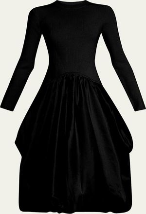 SIMKHAI Kenlie Mixed Media Bubble Midi Dress