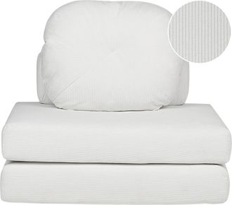 Beliani Sof&aacute; Cama Moderno Minimalista De 1 Plaza Puf Cama Individual Con Coj&iacute;n De Pana Blanco Olden