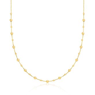 Ross-Simons Italian 18kt Yellow Gold Bead Station Necklace